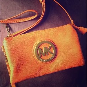 MICHAEL KORS rare orange leather purse